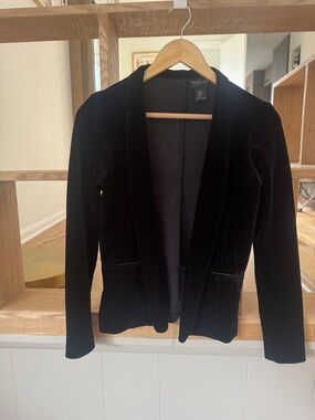 Rachel Zoe Black Velvet Open-Front Blazer